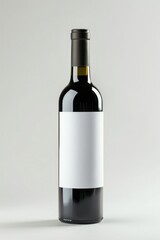 Red wine bottle with blank label, conveying elegance and celebrating the concept of taste.