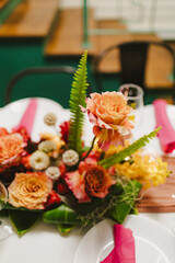 Table Set with Tropical Flowers