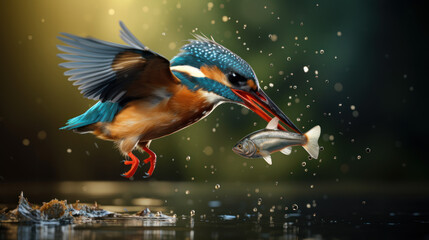 Obraz premium Kingfisher with fish