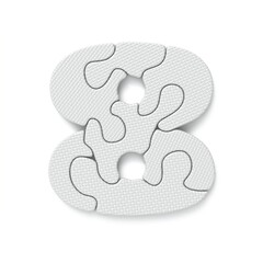 White jigsaw puzzle font Number 8 EIGHT 3D