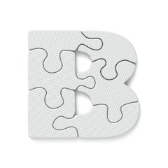 White jigsaw puzzle font Letter B 3D