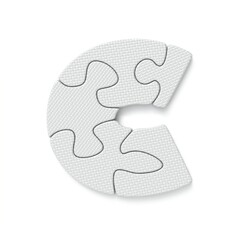 White jigsaw puzzle font Letter C 3D