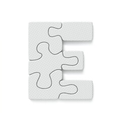 White jigsaw puzzle font Letter E 3D