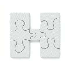 White jigsaw puzzle font Letter H 3D