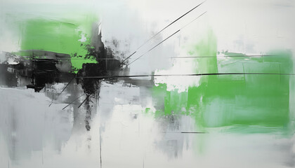 Abstract art green yellow and grey paint