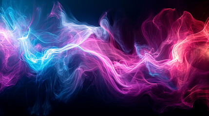 Fototapeta premium Waves Of Neon Light Forming A Dynamic And Dark Abstr View Technology Wallpaper