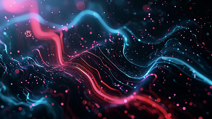 Abstract Dark Background With Neon Curves And Intric Scene Background