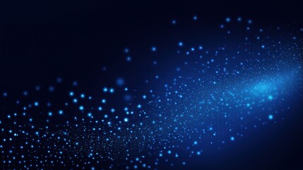 Blue glowing particles flowing in space