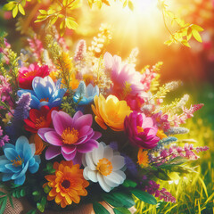 Obraz na płótnie Canvas Beautiful blooming flowers. Spring-summer garden, fairy tale nature