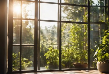 Abstract blurred window in living room with garden view and sunlight for background concept stock photoWindow Backgrounds Office Defocused