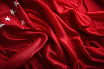 Obraz premium Red silk fabric with five-pointed stars