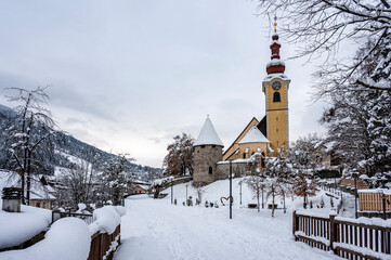 The tourist resort of Tarvisio after a heavy snowfall