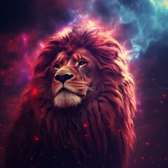 Fantastic colorful lion