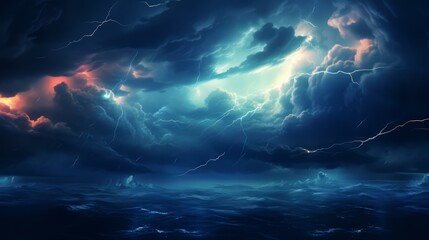 dark sky with thunderclouds and lightning. background - obrazy, fototapety, plakaty