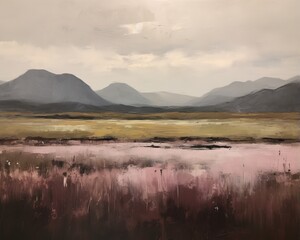 Purple moorland landscape painting