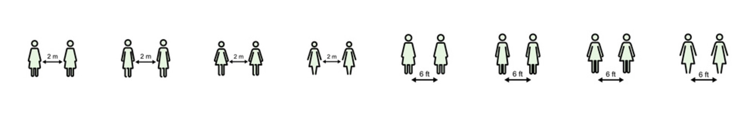 Social distancing icon set. social distance icon. self quarantine sign