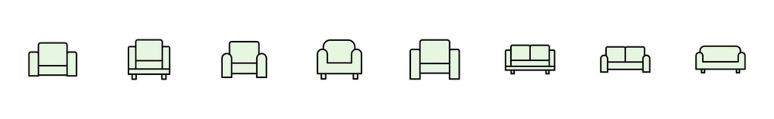 Sofa icon set. sofa icon illustration