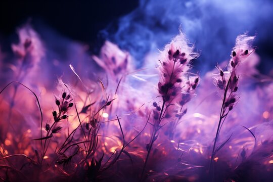 ethereal purple flowers in a surreal glowing field
