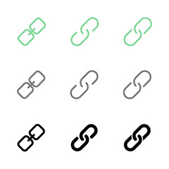 Link icon set. Hyperlink chain symbol.