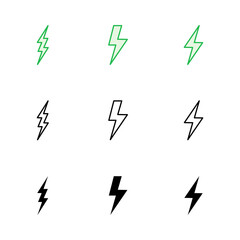 Lightning icon set. electric icon vector. power icon. energy sign