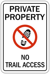 Directional hiking trail safety sign private property no trail access