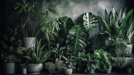 Collection of interior plants. Generative AI