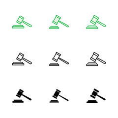 Gavel icon set. judge gavel icon vector. law icon vector. auction hammer