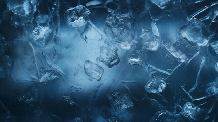 Ice surface texture. The textured cold frosty surface of the ice on dark background. Winter dark background. 