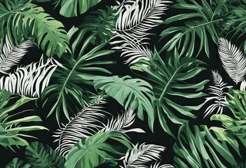 Trendy seamless tropical pattern with exotic leaves and plants jungle stock illustrationLeaf Backgrounds Tropical Climate Tropical Pattern