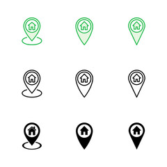 Address icon set. home location icon vector