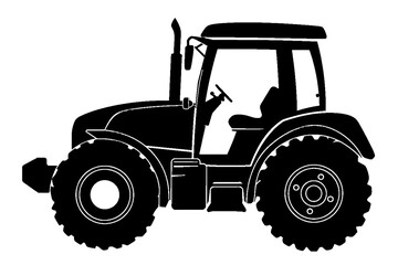 Obraz premium A black silhouette of a tractor.