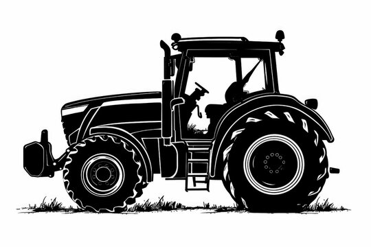 recommend clip art: A black silhouette of a tractor.