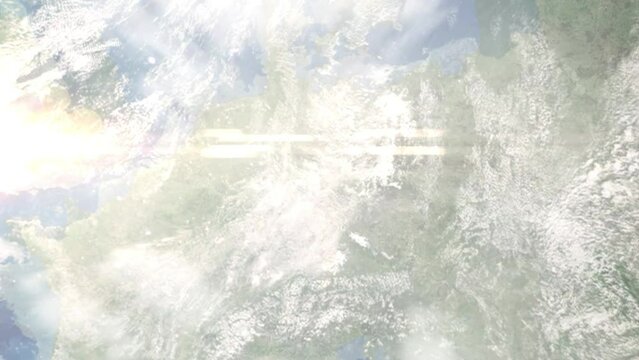 Zoom in from space and focus on Apolda, Germany. 3D Animation. Background for travel intro. Elements of this image furnished by NASA.