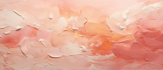 Peach oil paint on canvas texture background, abstract banner of rough orange pink brush strokes....