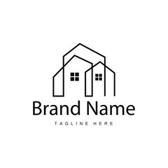 House logo, real estate residential construction building design simple elegant minimalist lines