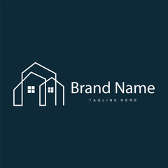 House logo, real estate residential construction building design simple elegant minimalist lines