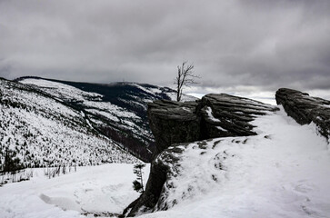 mountains in winter, Beskids, Polish mountains, trekking