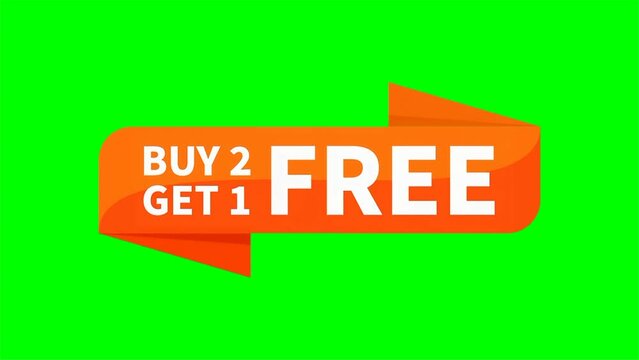 Buy Two Get One Free Motion Video Orange Rectangle Ribbon Shape On Green Screen Background For Advertising Sale Business Marketing Social Media Information
