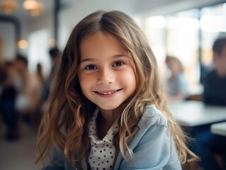 Girls' Education. Happy beautiful Girl is smilling. Generative AI