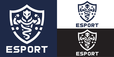 Strong muscle shield shape, esport logo