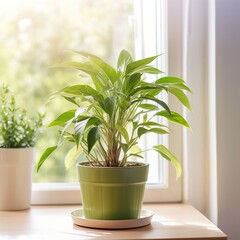 Potted plant on a windowsill,