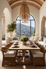 Fototapeta premium Luxury Mediterranean Dining Room With a View