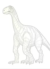 Foto op Canvas one line Dinosaur Abelisaurus coloring book page ,white color background © house