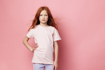Obraz premium Female caucasian background childhood little children beauty person hair pretty cute fashion young white girl