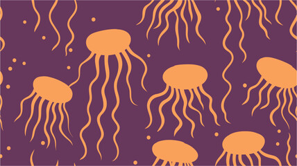 Tropical exotic print. Ocean medusa abstract background. Great design for any purposes. Seamless pattern with cute jellyfish. Seamless pattern with watercolor medusa. Underwater pattern.