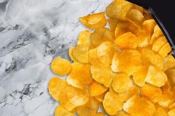 Potato chips with seasoning spicy fast food snack