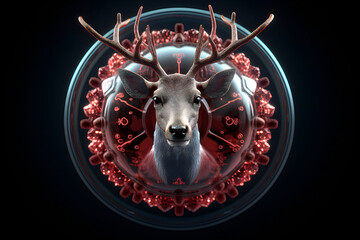 Logo of deer virus. Icon of deers zombie-like virus