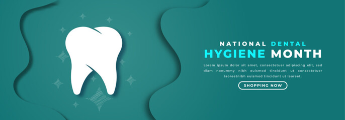 National Dental Hygiene Month Paper cut style Vector Design Illustration for Background, Poster, Banner, Advertising, Greeting Card