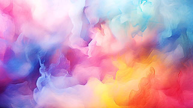 Gradient color style background illustration. Mixing colored paints. Spectacular textured background. Synthesis of paints on a white background. Design for subject of music, creativity, imagination.