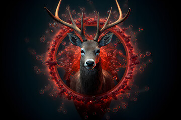 Logo of deer virus. Icon of deers zombie-like virus